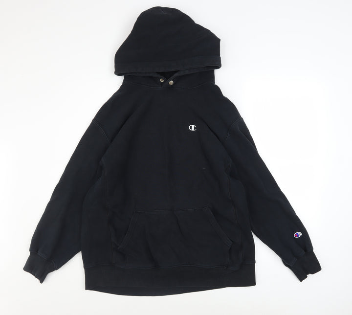 Champion Men's Black Pullover Hoodie Medium Embroidered Logo