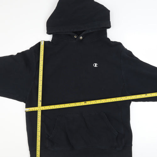 Champion Men's Black Pullover Hoodie Medium Embroidered Logo