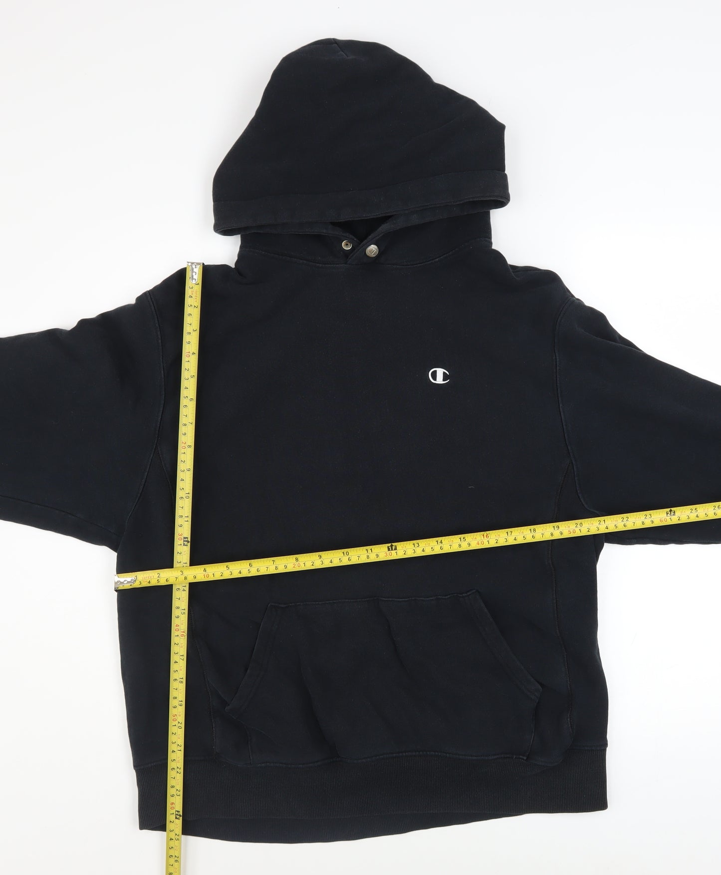 Champion Men's Black Pullover Hoodie Medium Embroidered Logo