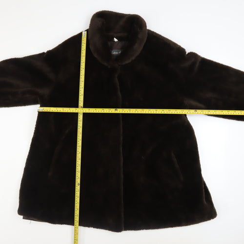 Fabrizio A. Women Brown Faux Fur Mid-Length Overcoat Size 14