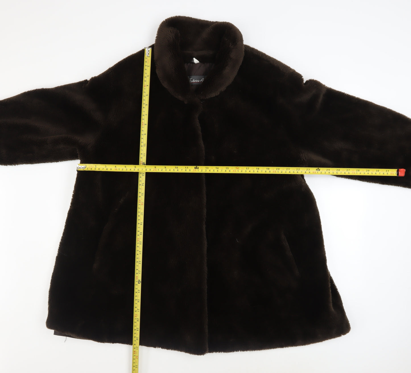 Fabrizio A. Women Brown Faux Fur Mid-Length Overcoat Size 14