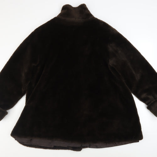 Fabrizio A. Women Brown Faux Fur Mid-Length Overcoat Size 14
