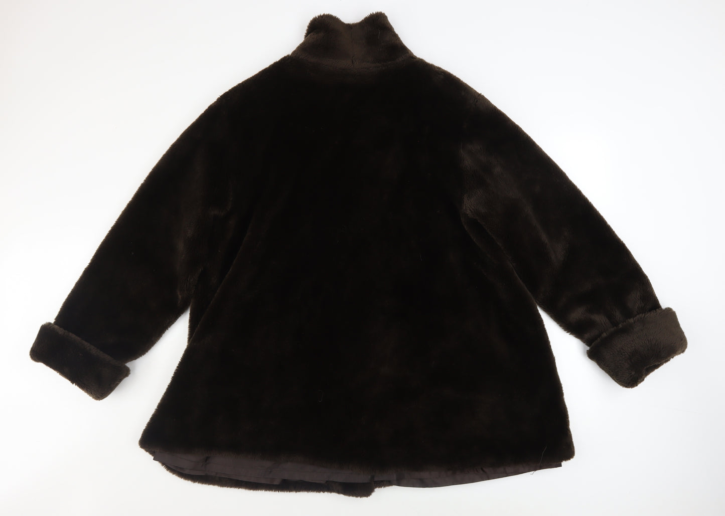 Fabrizio A. Women Brown Faux Fur Mid-Length Overcoat Size 14