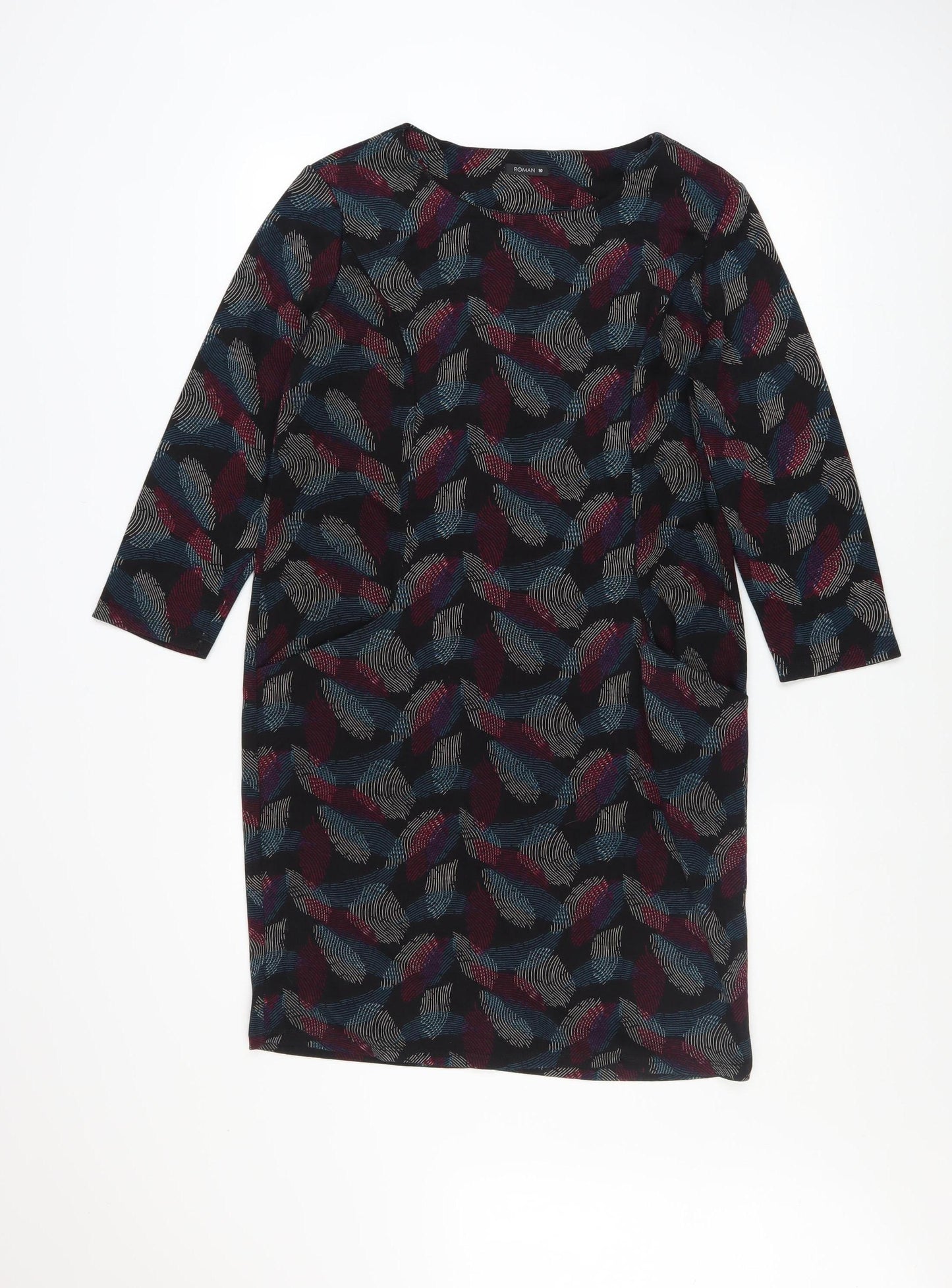 Roman Women Multicoloured Size 10 Shift Knee Length Dress