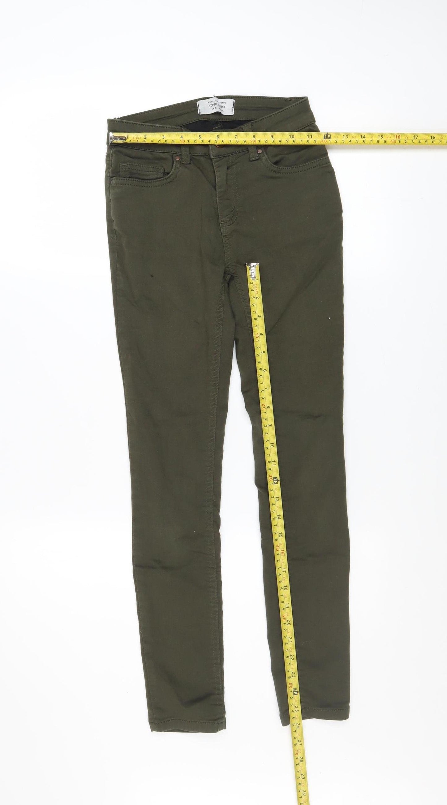 New Look Petite Women's Green Super Skinny Jeans UK 6