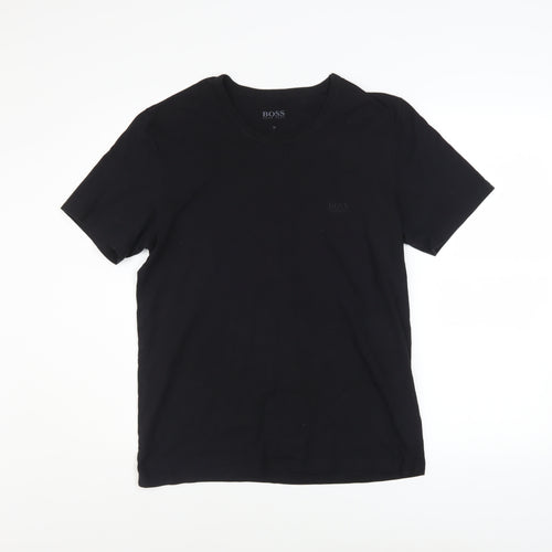 Hugo Boss Men's Black Cotton Crew Neck Regular Fit T-Shirt M