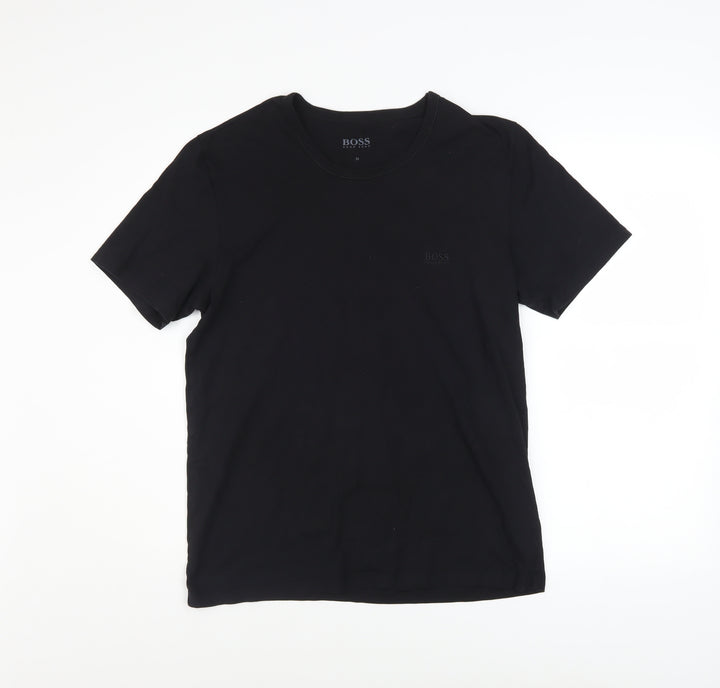 Hugo Boss Men's Black Cotton Crew Neck Regular Fit T-Shirt M