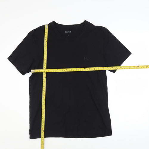 Hugo Boss Men's Black Cotton Crew Neck Regular Fit T-Shirt M