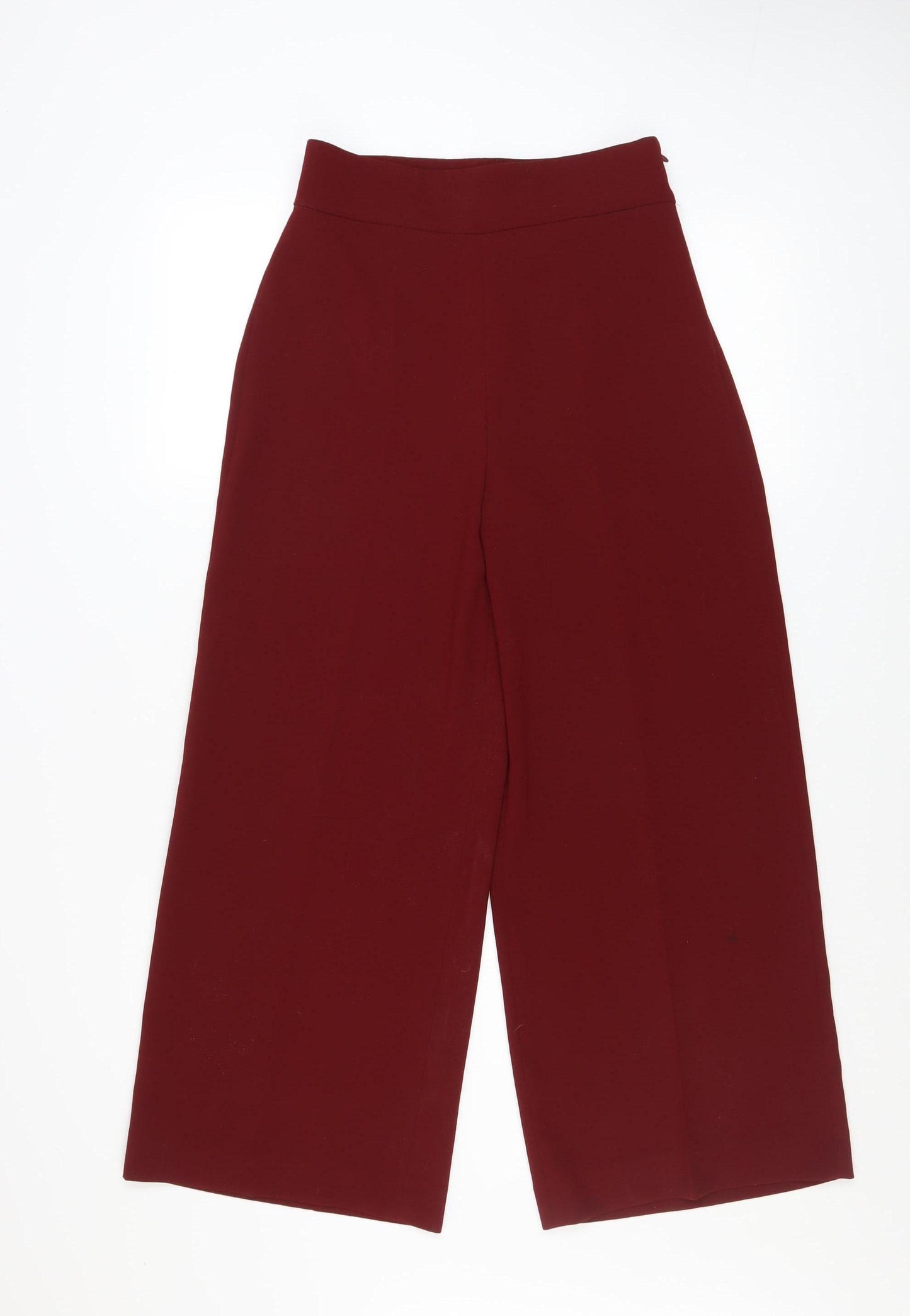 Zara Women Red Wide Leg High Rise Culottes Trousers Size XS