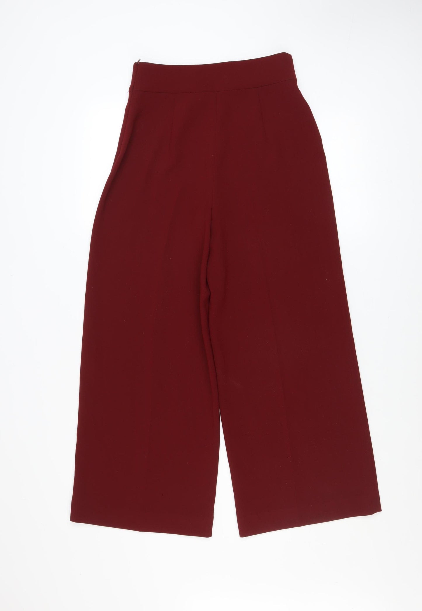 Zara Women Red Wide Leg High Rise Culottes Trousers Size XS