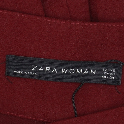 Zara Women Red Wide Leg High Rise Culottes Trousers Size XS