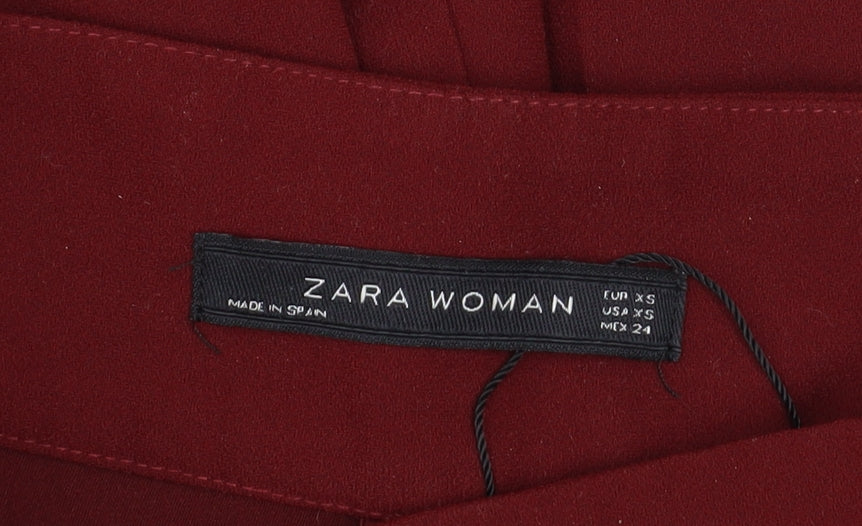 Zara Women Red Wide Leg High Rise Culottes Trousers Size XS