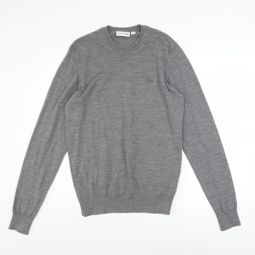 Lacoste Men's Grey Wool Crew Neck Pullover Jumper Size S
