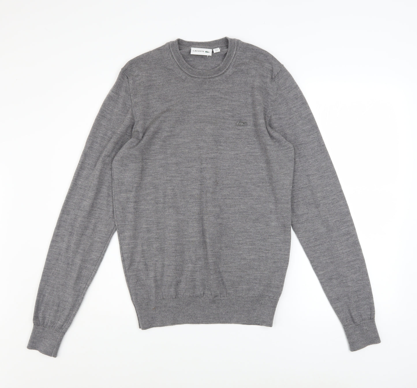 Lacoste Men's Grey Wool Crew Neck Pullover Jumper Size S