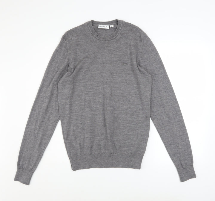 Lacoste Men's Grey Wool Crew Neck Pullover Jumper Size S