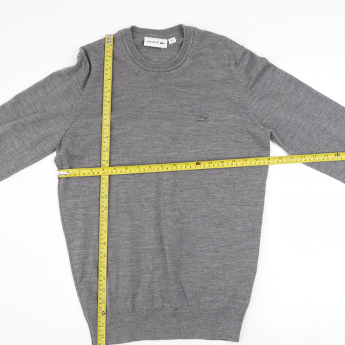 Lacoste Men's Grey Wool Crew Neck Pullover Jumper Size S