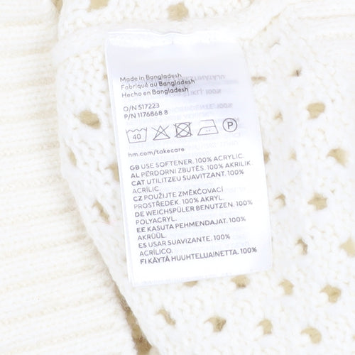 H&M Girls Ivory Knit Pullover Jumper 8-10 Years Acrylic Long Sleeve