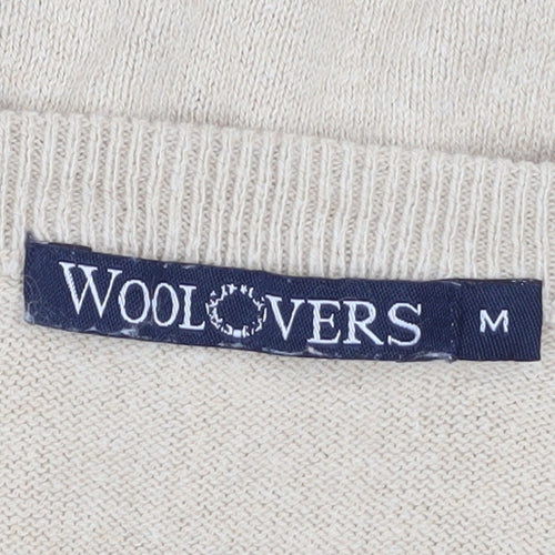 Woolovers Men's Beige Cotton Cashmere V-Neck Sleeveless Jumper Vest M