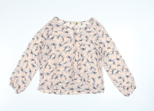 Next Women Pink Dragonfly Print Chiffon Tunic Blouse Size 14