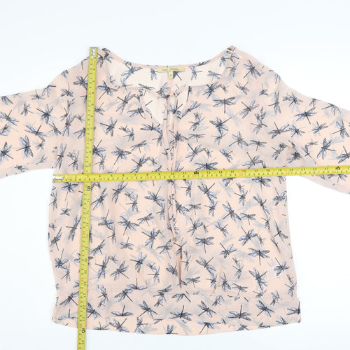Next Women Pink Dragonfly Print Chiffon Tunic Blouse Size 14