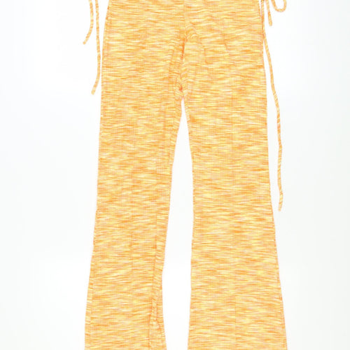 Bershka Womens Orange Flared Jersey Trousers Size 8
