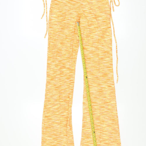 Bershka Womens Orange Flared Jersey Trousers Size 8