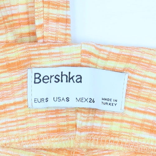 Bershka Womens Orange Flared Jersey Trousers Size 8