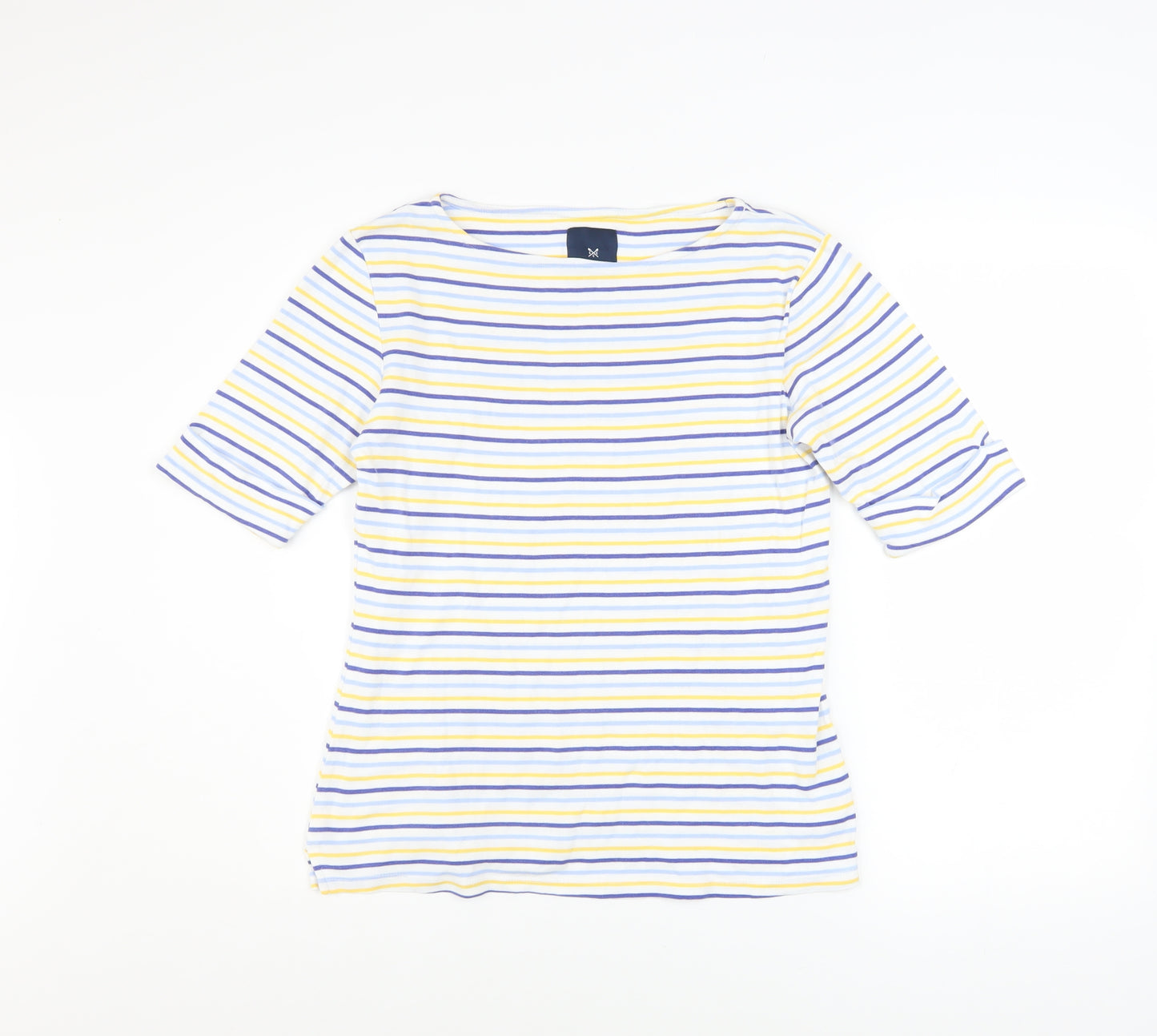 Crew Clothing Women’s Multicoloured Stripe Cotton Boat Neck T-Shirt Size 10