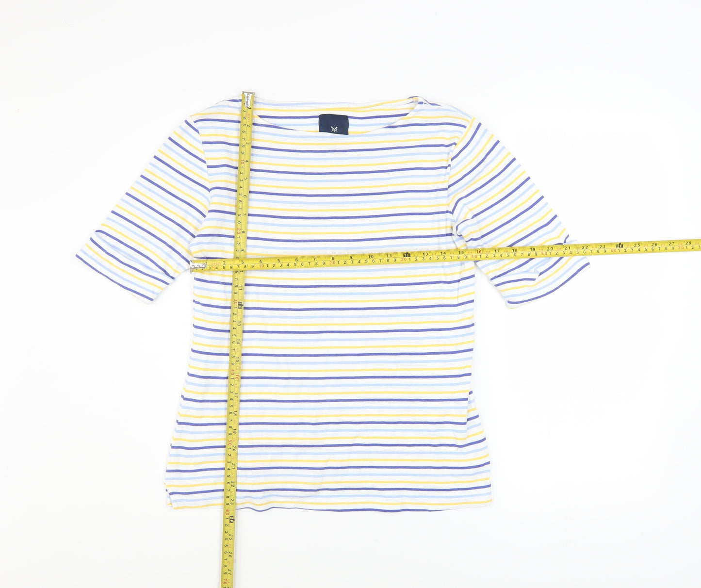 Crew Clothing Women’s Multicoloured Stripe Cotton Boat Neck T-Shirt Size 10