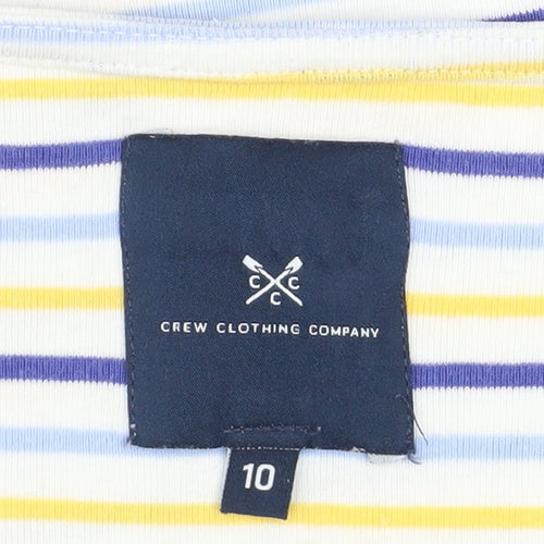 Crew Clothing Women’s Multicoloured Stripe Cotton Boat Neck T-Shirt Size 10