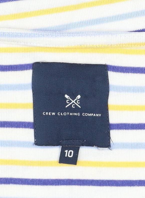 Crew Clothing Women’s Multicoloured Stripe Cotton Boat Neck T-Shirt Size 10