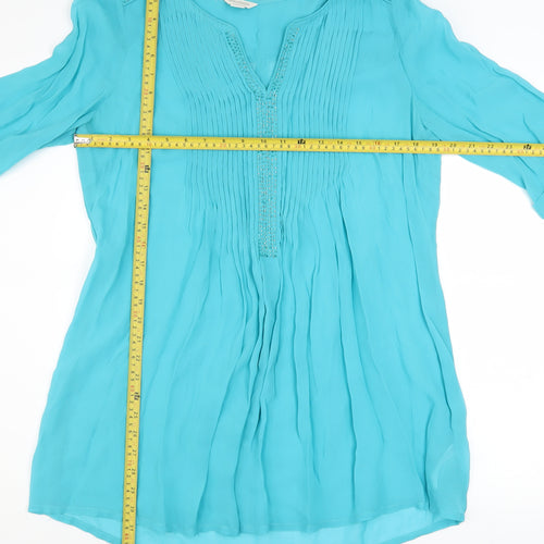 Monsoon Women Blue Beaded Viscose Tunic Blouse Size 14