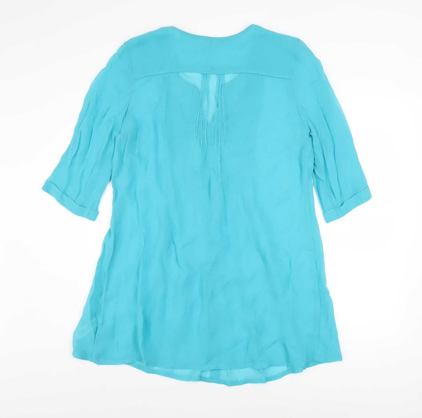Monsoon Women Blue Beaded Viscose Tunic Blouse Size 14