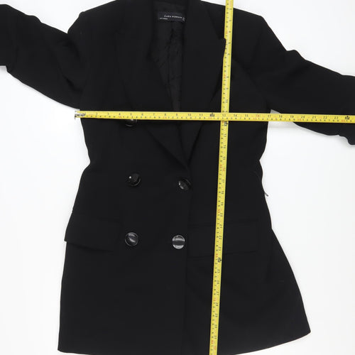 Zara Woman Black Double-Breasted Blazer Jacket Size M