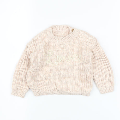 George Unisex Baby Pink Knit Love Jumper 3-6 Months Cotton Pullover