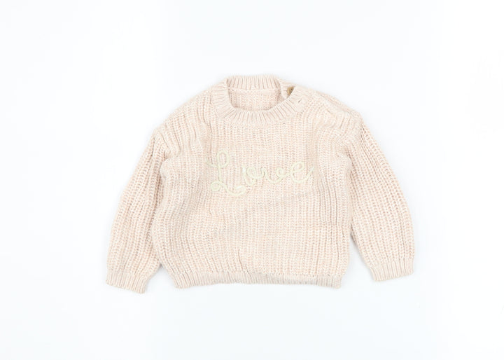 George Unisex Baby Pink Knit Love Jumper 3-6 Months Cotton Pullover