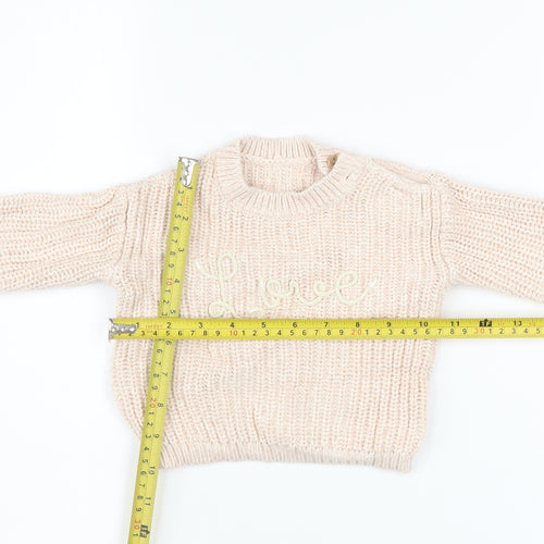 George Unisex Baby Pink Knit Love Jumper 3-6 Months Cotton Pullover
