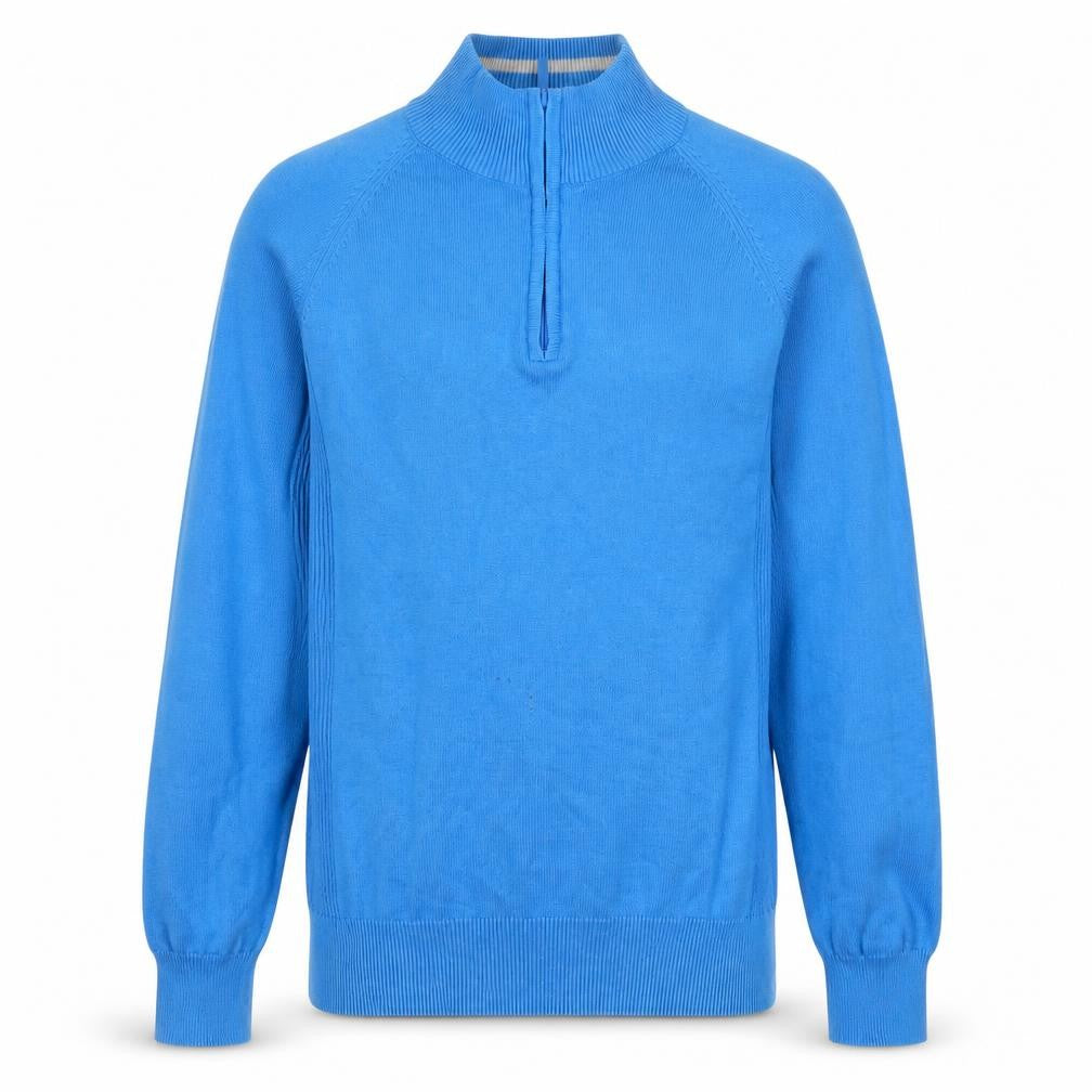 Palm Grove Men's Blue Cotton Golf 1/2 Zip Jumper Size M
