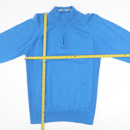 Palm Grove Men's Blue Cotton Golf 1/2 Zip Jumper Size M