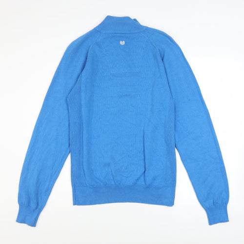 Palm Grove Men's Blue Cotton Golf 1/2 Zip Jumper Size M