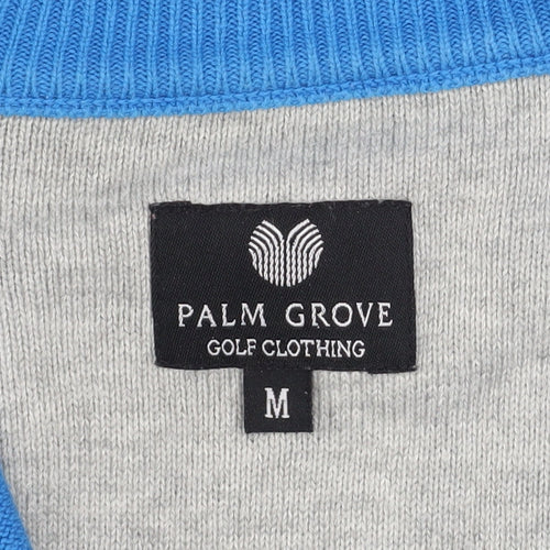 Palm Grove Men's Blue Cotton Golf 1/2 Zip Jumper Size M