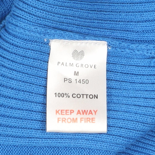 Palm Grove Men's Blue Cotton Golf 1/2 Zip Jumper Size M