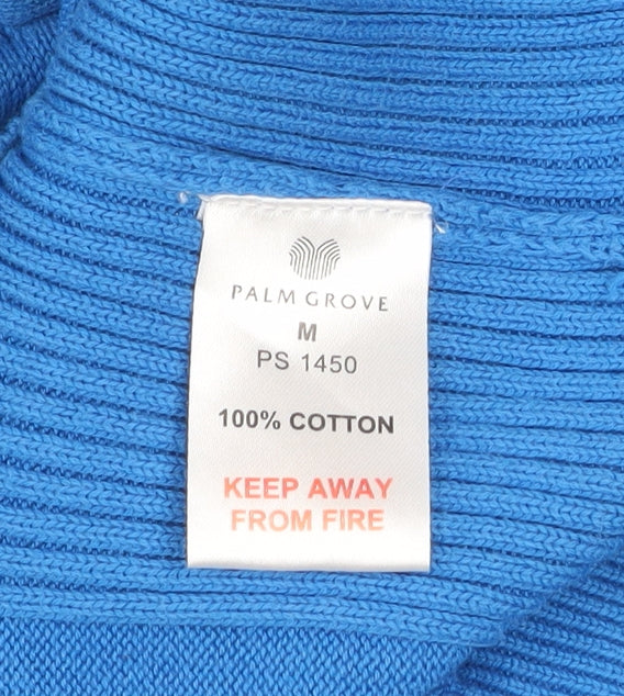 Palm Grove Men's Blue Cotton Golf 1/2 Zip Jumper Size M