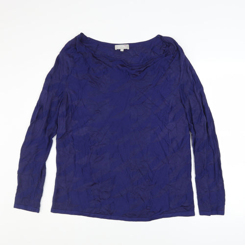 Marks and Spencer Per Una Women's Blue Knit Cowl Neck Long Sleeve Blouse Size 14