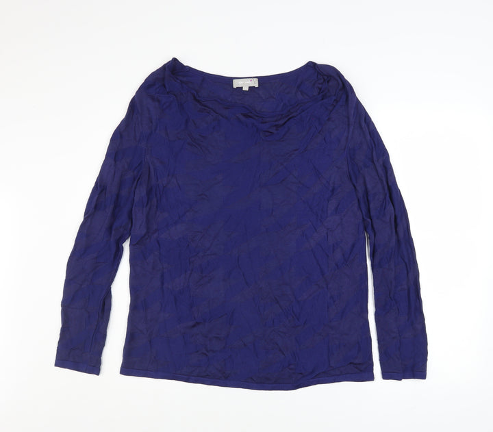 Marks and Spencer Per Una Women's Blue Knit Cowl Neck Long Sleeve Blouse Size 14