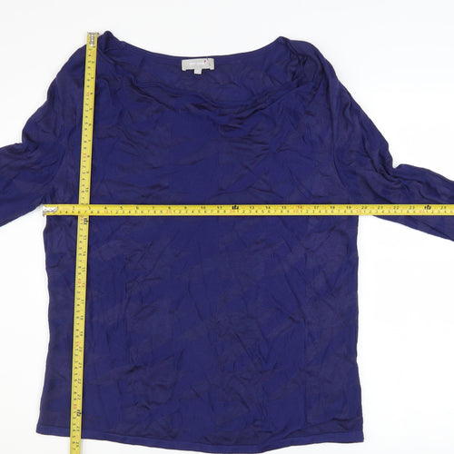 Marks and Spencer Per Una Women's Blue Knit Cowl Neck Long Sleeve Blouse Size 14