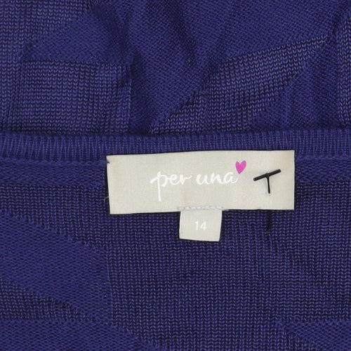 Marks and Spencer Per Una Women's Blue Knit Cowl Neck Long Sleeve Blouse Size 14