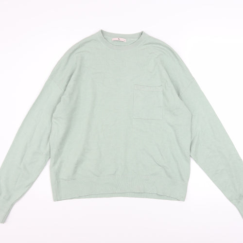 Tu Women’s Green Long Sleeve Crew Neck Relaxed Fit Jumper Size 14