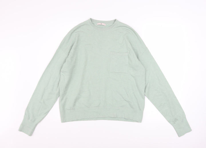 Tu Women’s Green Long Sleeve Crew Neck Relaxed Fit Jumper Size 14