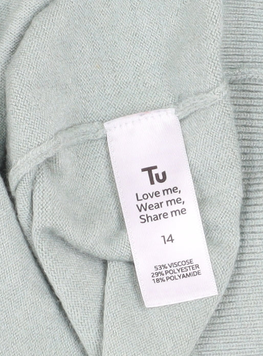 Tu Women’s Green Long Sleeve Crew Neck Relaxed Fit Jumper Size 14